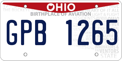 OH license plate GPB1265