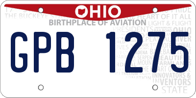 OH license plate GPB1275