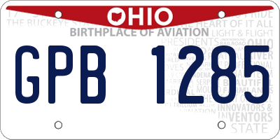 OH license plate GPB1285