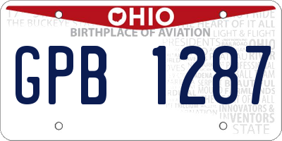 OH license plate GPB1287