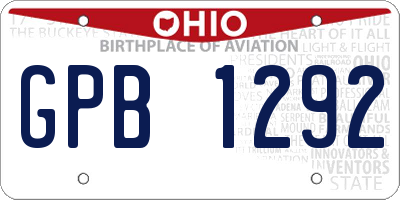 OH license plate GPB1292
