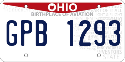 OH license plate GPB1293