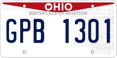 OH license plate GPB1301
