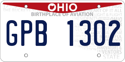 OH license plate GPB1302