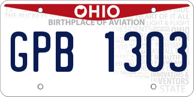 OH license plate GPB1303