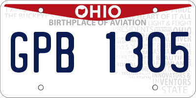 OH license plate GPB1305