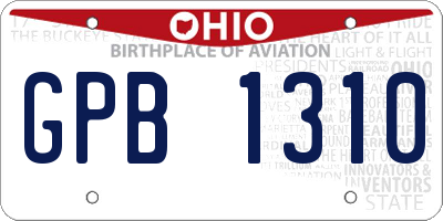 OH license plate GPB1310