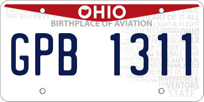 OH license plate GPB1311