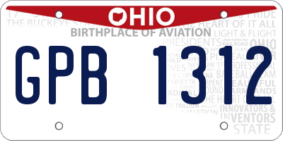 OH license plate GPB1312