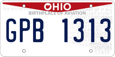 OH license plate GPB1313