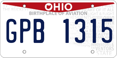OH license plate GPB1315