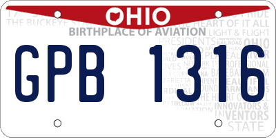 OH license plate GPB1316