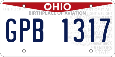 OH license plate GPB1317