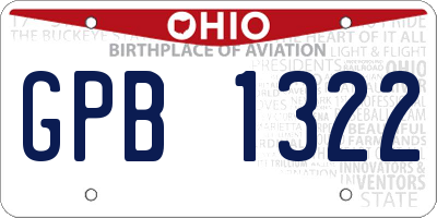 OH license plate GPB1322