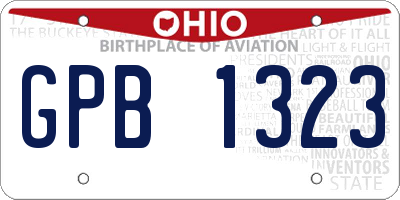 OH license plate GPB1323