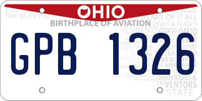 OH license plate GPB1326