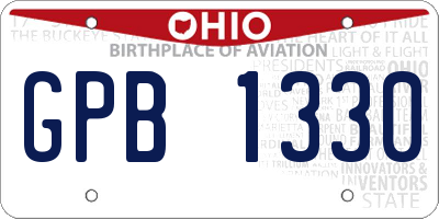 OH license plate GPB1330