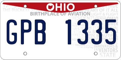 OH license plate GPB1335