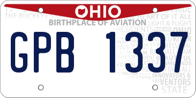 OH license plate GPB1337