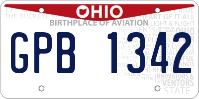 OH license plate GPB1342