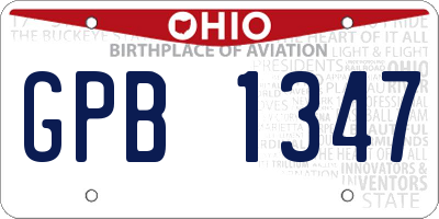 OH license plate GPB1347