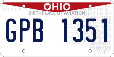 OH license plate GPB1351