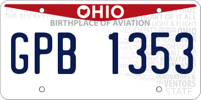 OH license plate GPB1353