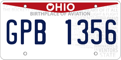 OH license plate GPB1356