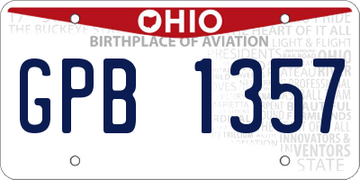 OH license plate GPB1357