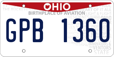 OH license plate GPB1360