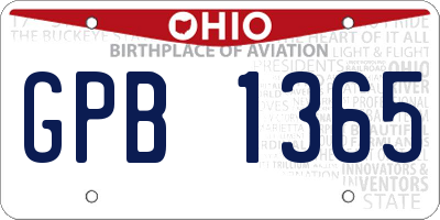 OH license plate GPB1365