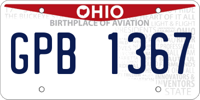 OH license plate GPB1367