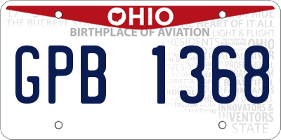 OH license plate GPB1368