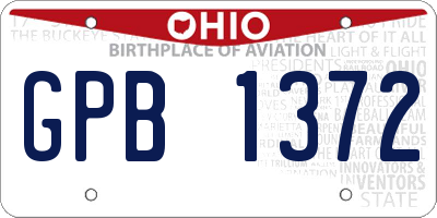 OH license plate GPB1372
