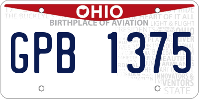 OH license plate GPB1375