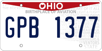 OH license plate GPB1377