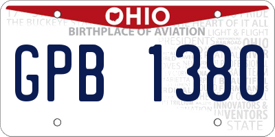 OH license plate GPB1380