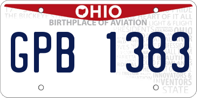OH license plate GPB1383