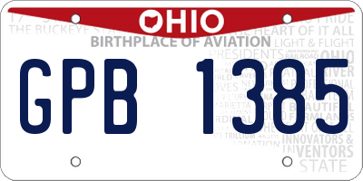 OH license plate GPB1385