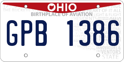 OH license plate GPB1386