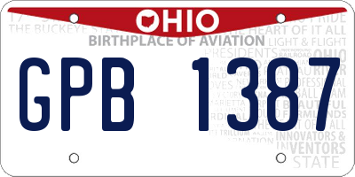 OH license plate GPB1387