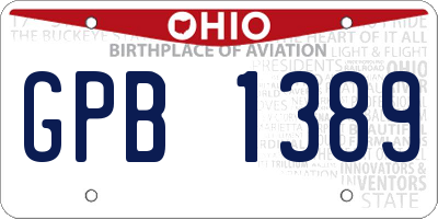 OH license plate GPB1389