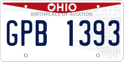 OH license plate GPB1393