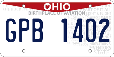 OH license plate GPB1402