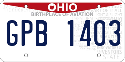 OH license plate GPB1403