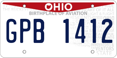 OH license plate GPB1412