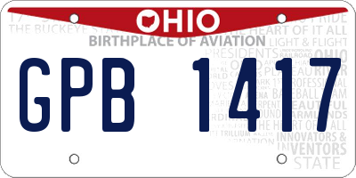OH license plate GPB1417