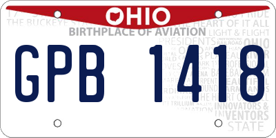 OH license plate GPB1418
