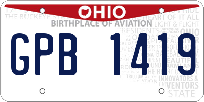 OH license plate GPB1419