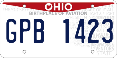 OH license plate GPB1423